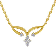 0.28 Ct Round Shape Diamond | 925 Sterling Silver Gold Plated Cluster Pendant Necklace