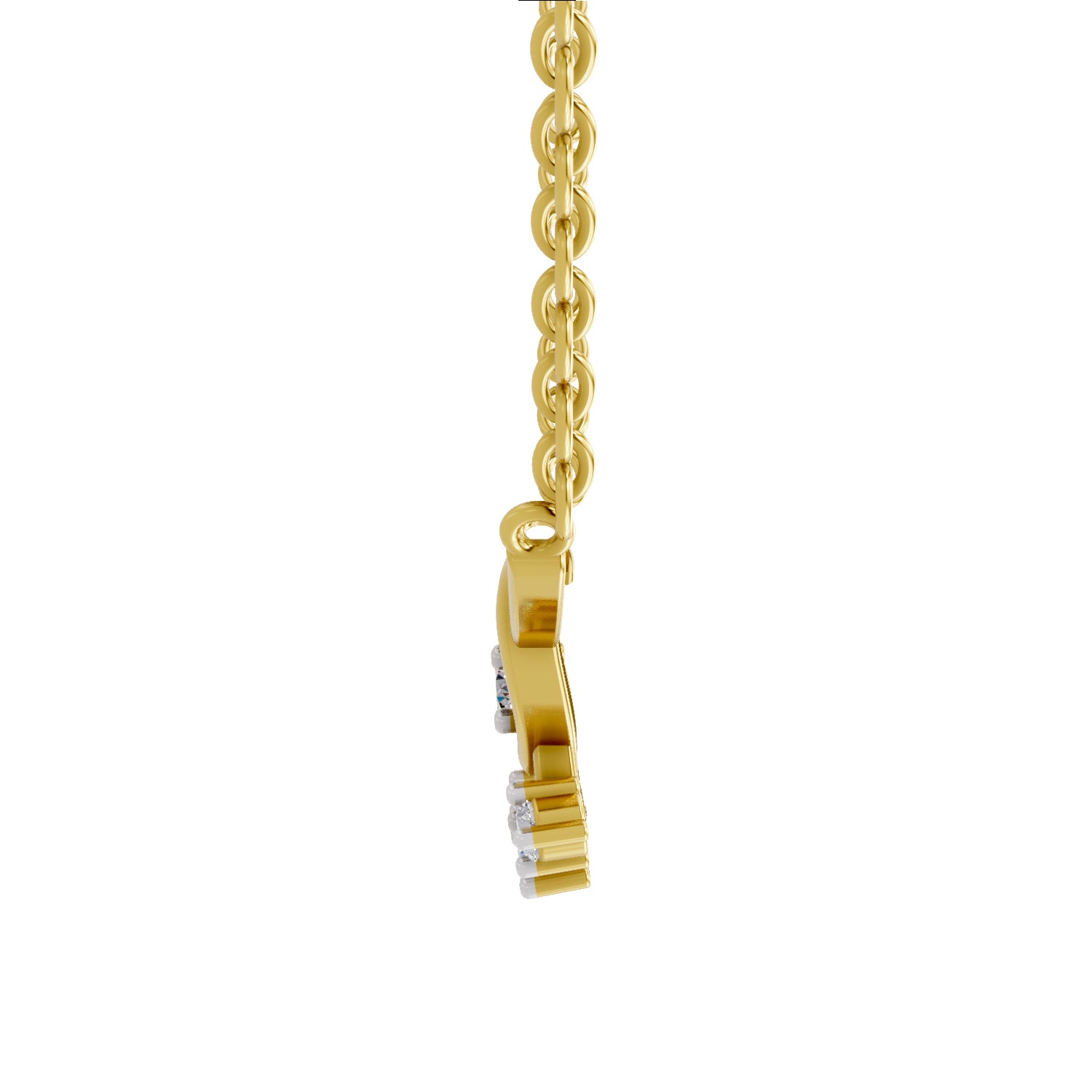 0.13 Ct Round Shape Diamond | 925 Sterling Silver Gold Plated 4 Stone Pendant Necklace