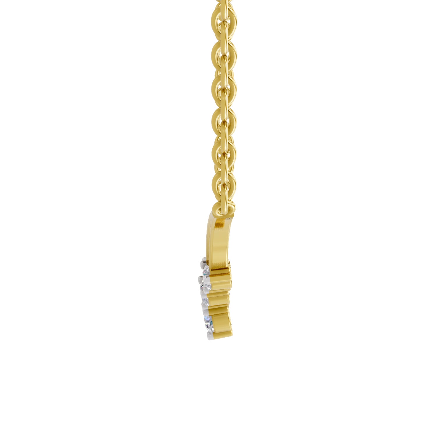 0.16 Ct Round Shape Diamond | 925 Sterling Silver Gold Plated 5 Stone Pendant Necklace