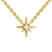 0.07 Ct  | 925 Sterling Silver Yellow Gold Plated Star Necklace