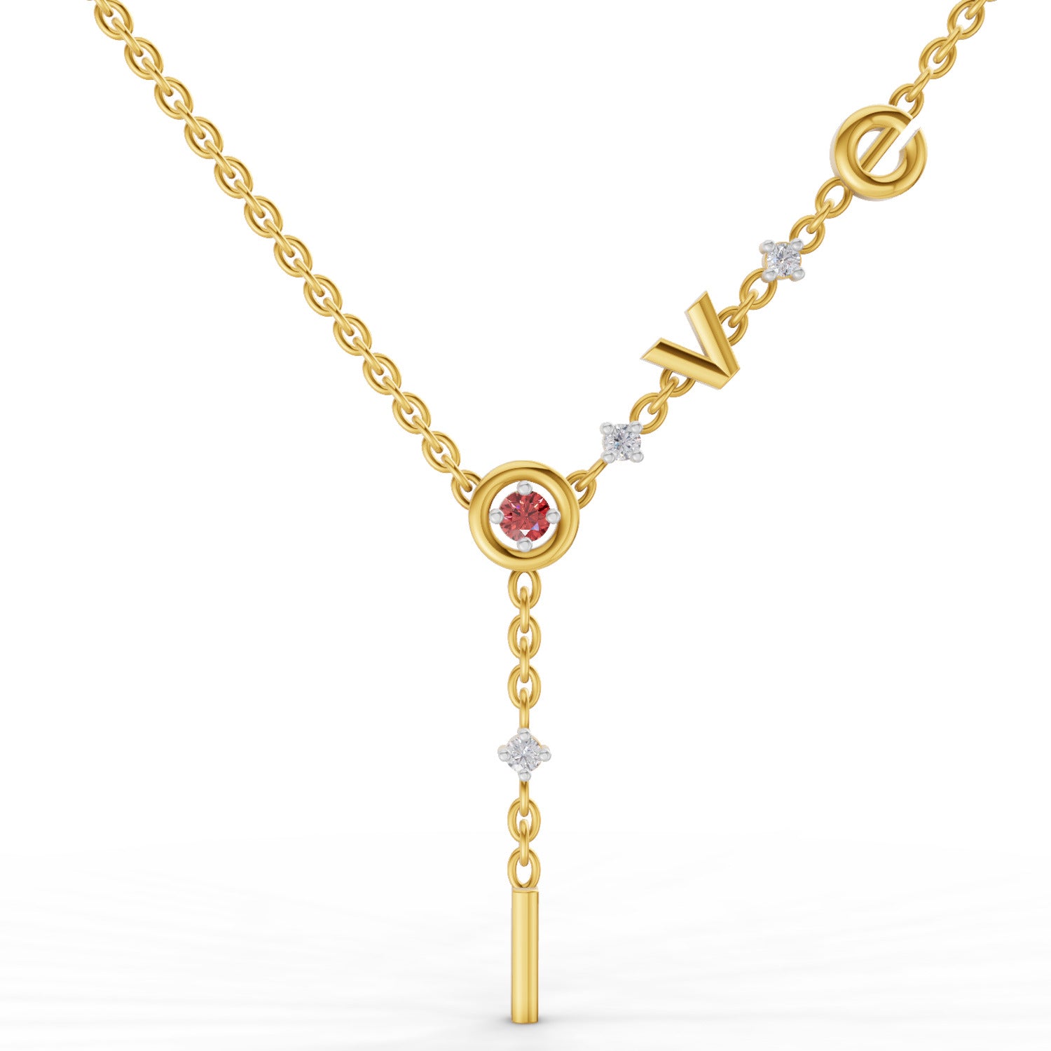 0.08 Carat | 925 Sterling Silver Yellow Gold Plated Love Necklace