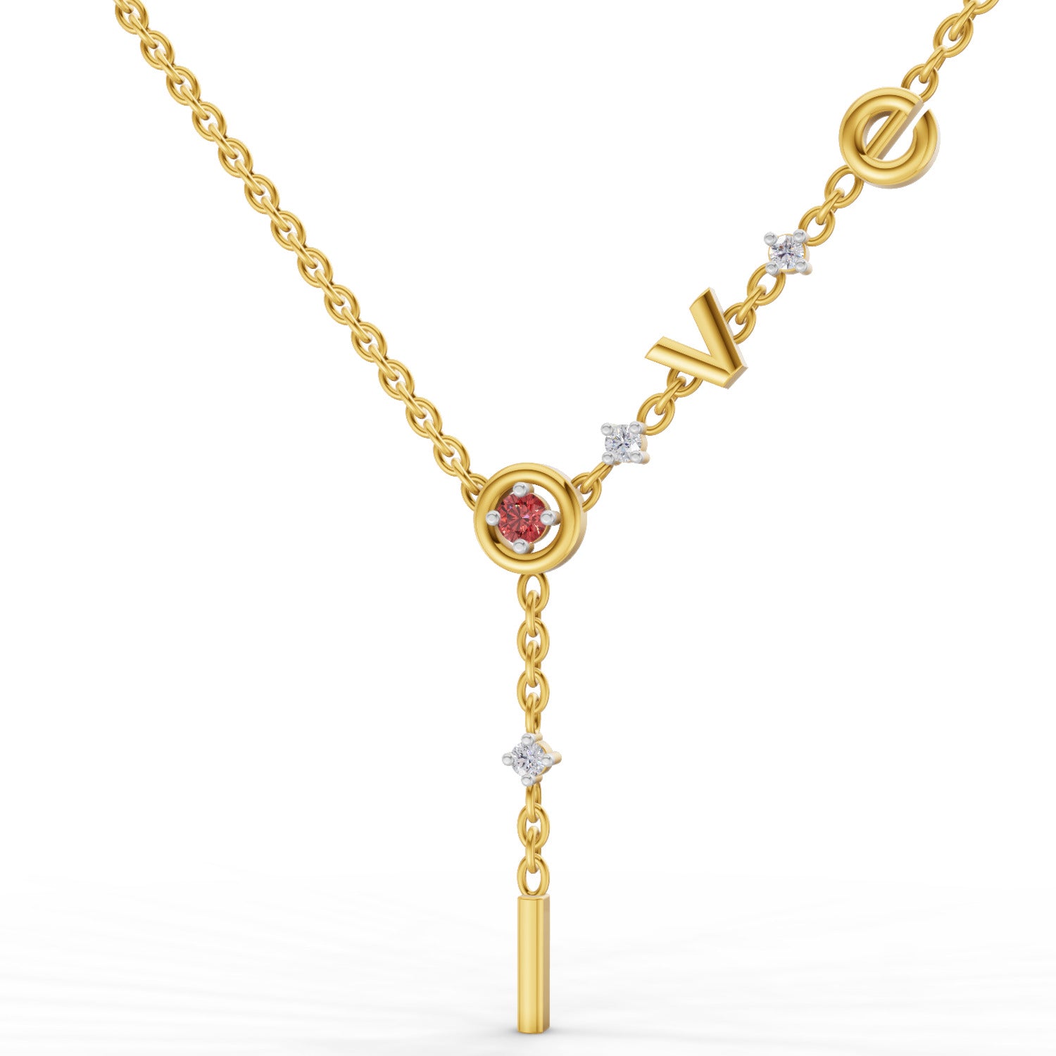 0.08 Carat | 925 Sterling Silver Yellow Gold Plated Love Necklace
