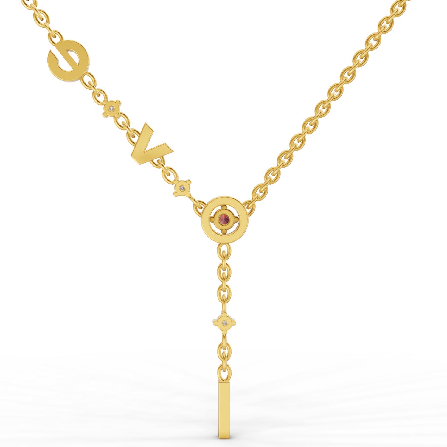 0.08 Carat | 925 Sterling Silver Yellow Gold Plated Love Necklace