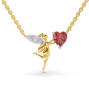 0.04 Carat | 925 Sterling Silver Yellow Gold Plated Angel Necklace