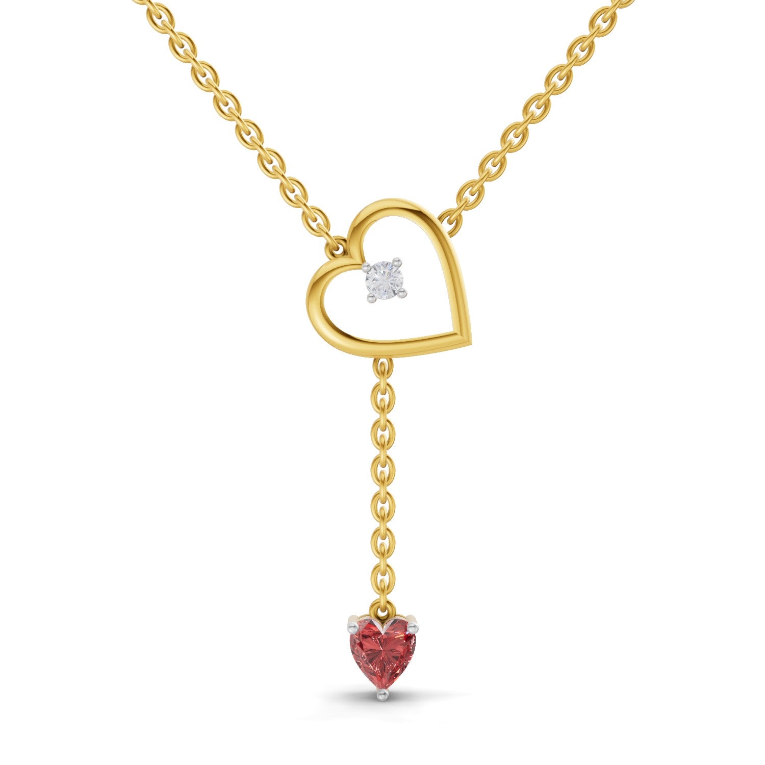 0.07 Carat | 925 Sterling Silver Yellow Gold Plated Heart Necklace