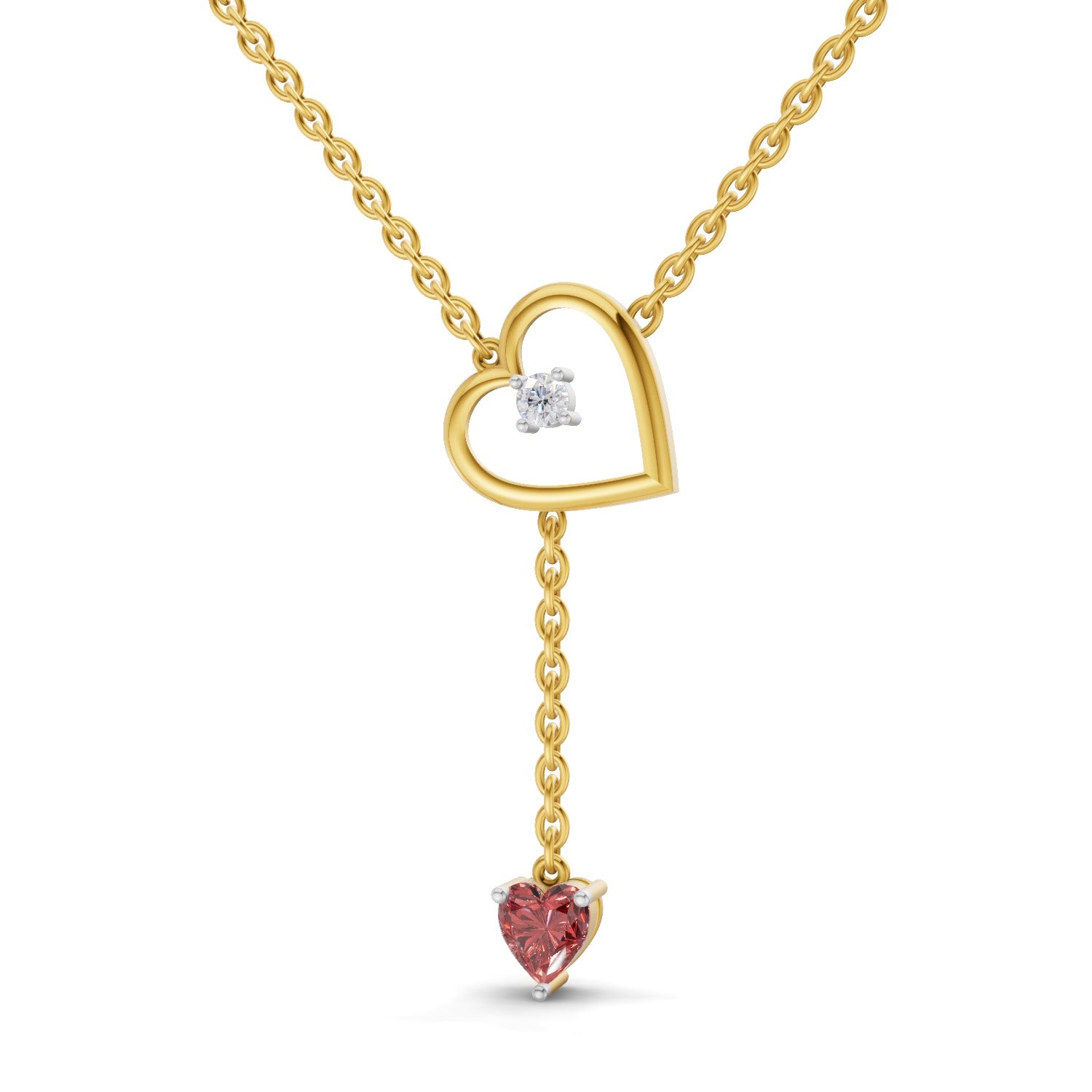0.07 Carat | 925 Sterling Silver Yellow Gold Plated Heart Necklace