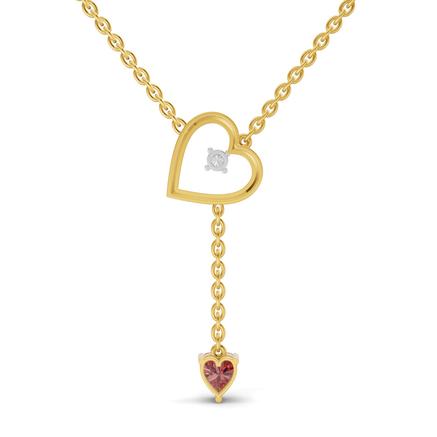0.07 Carat | 925 Sterling Silver Yellow Gold Plated Heart Necklace