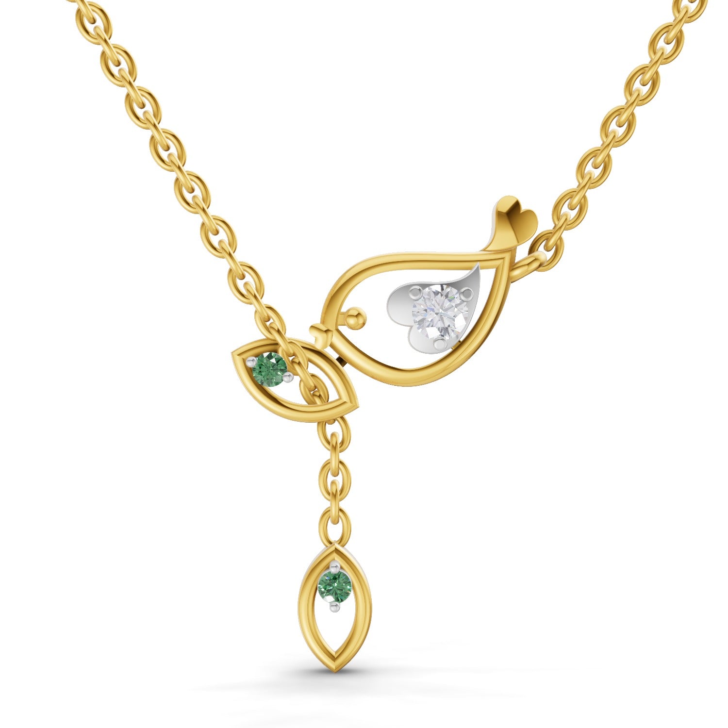 0.07 Carat | 925 Sterling Silver Yellow Gold Plated Golden Petals Necklace