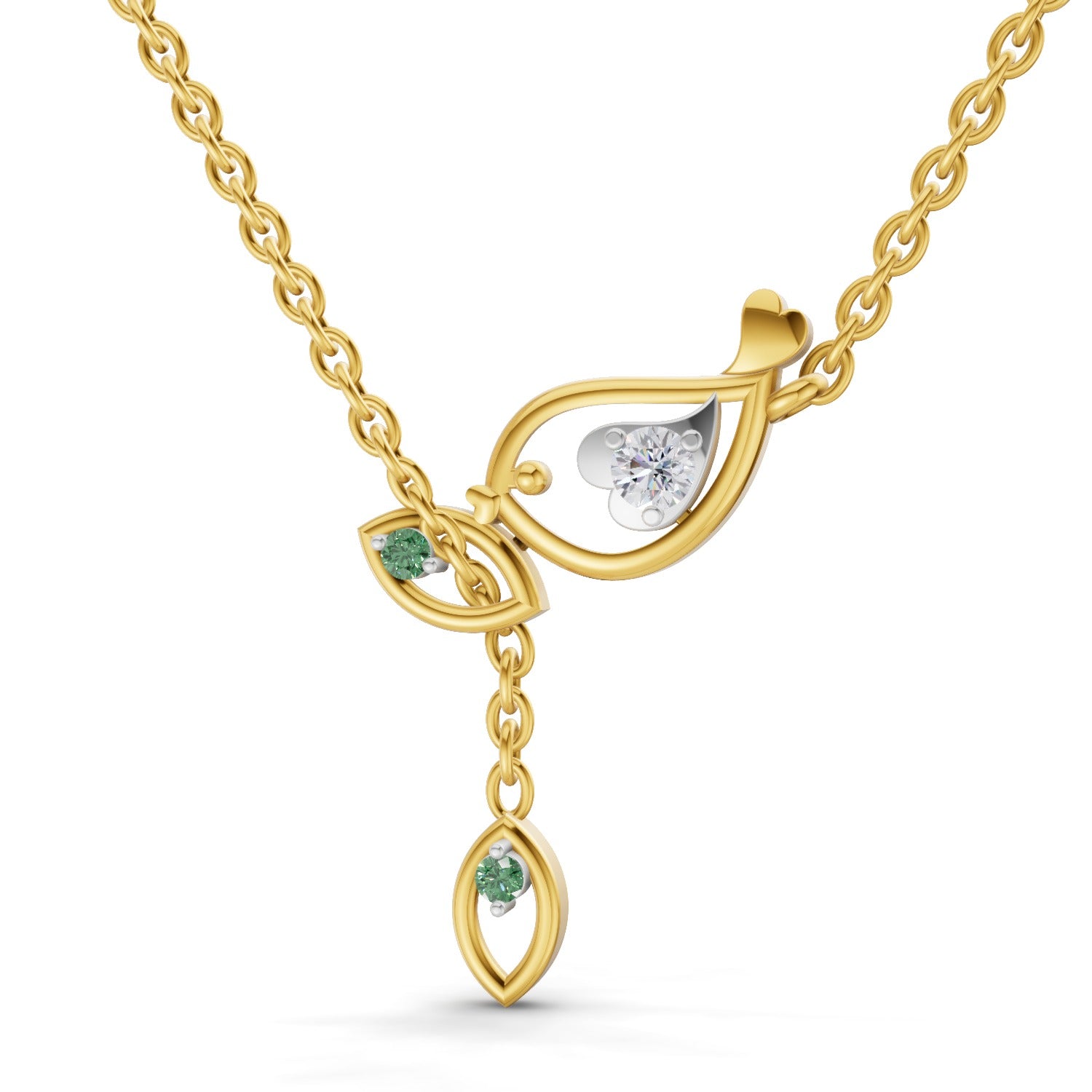 0.07 Carat | 925 Sterling Silver Yellow Gold Plated Golden Petals Necklace