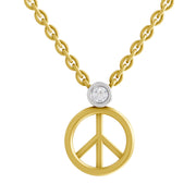 0.07 Ct  | 925 Sterling Silver Yellow Gold Plated Peace Necklace