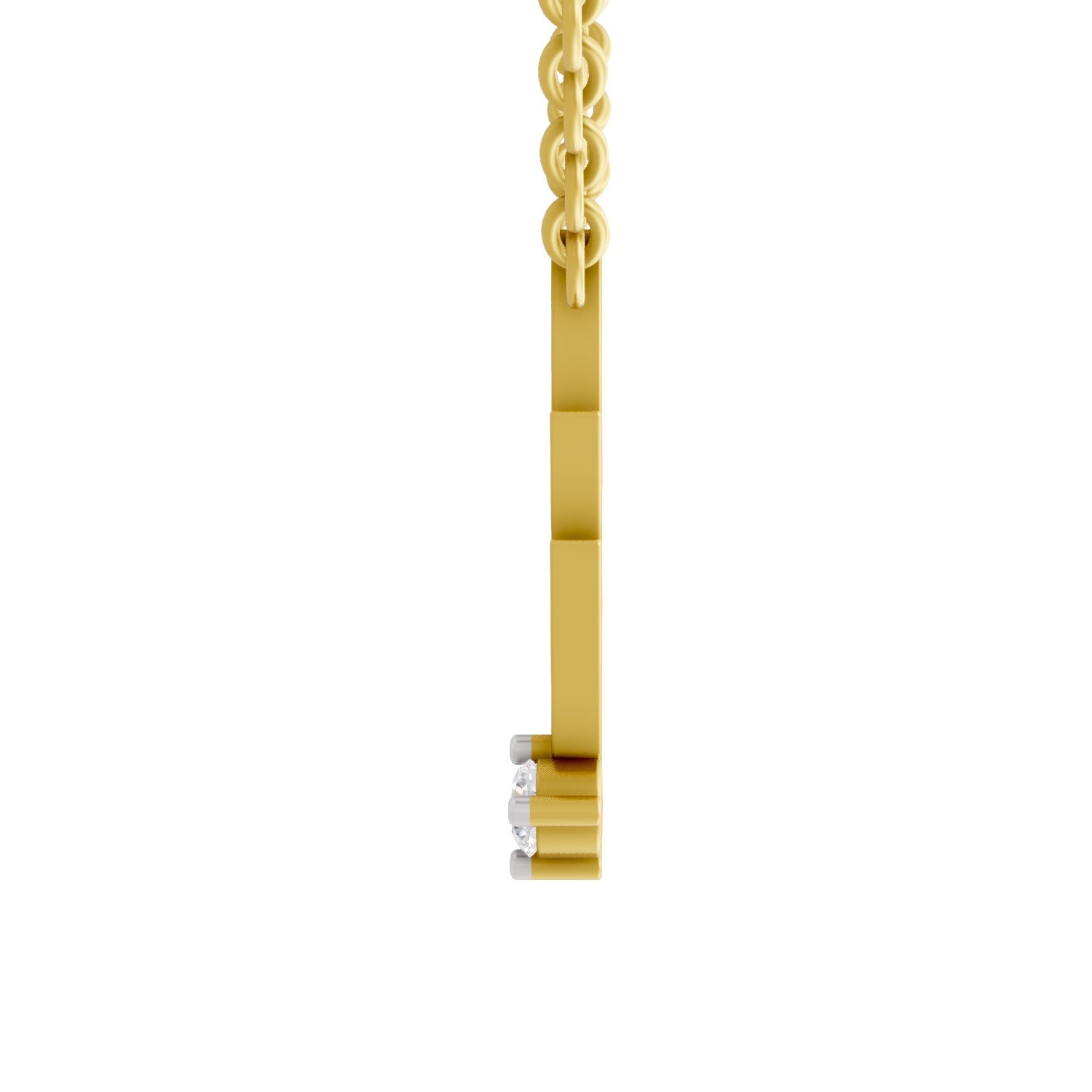 0.07 Ct  | 925 Sterling Silver Yellow Gold Plated Lightning Bolt Necklace