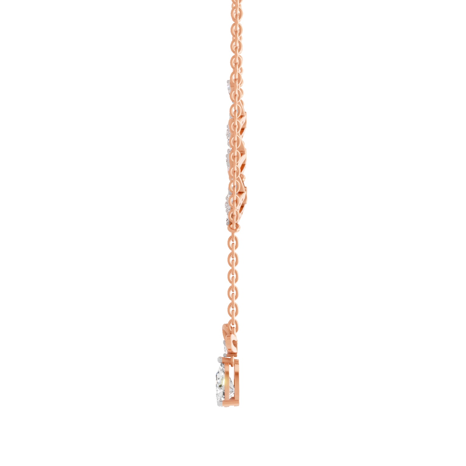 1.22 Carat Pear & Round Shape Diamond Floral Necklace| 14K Rose Gold