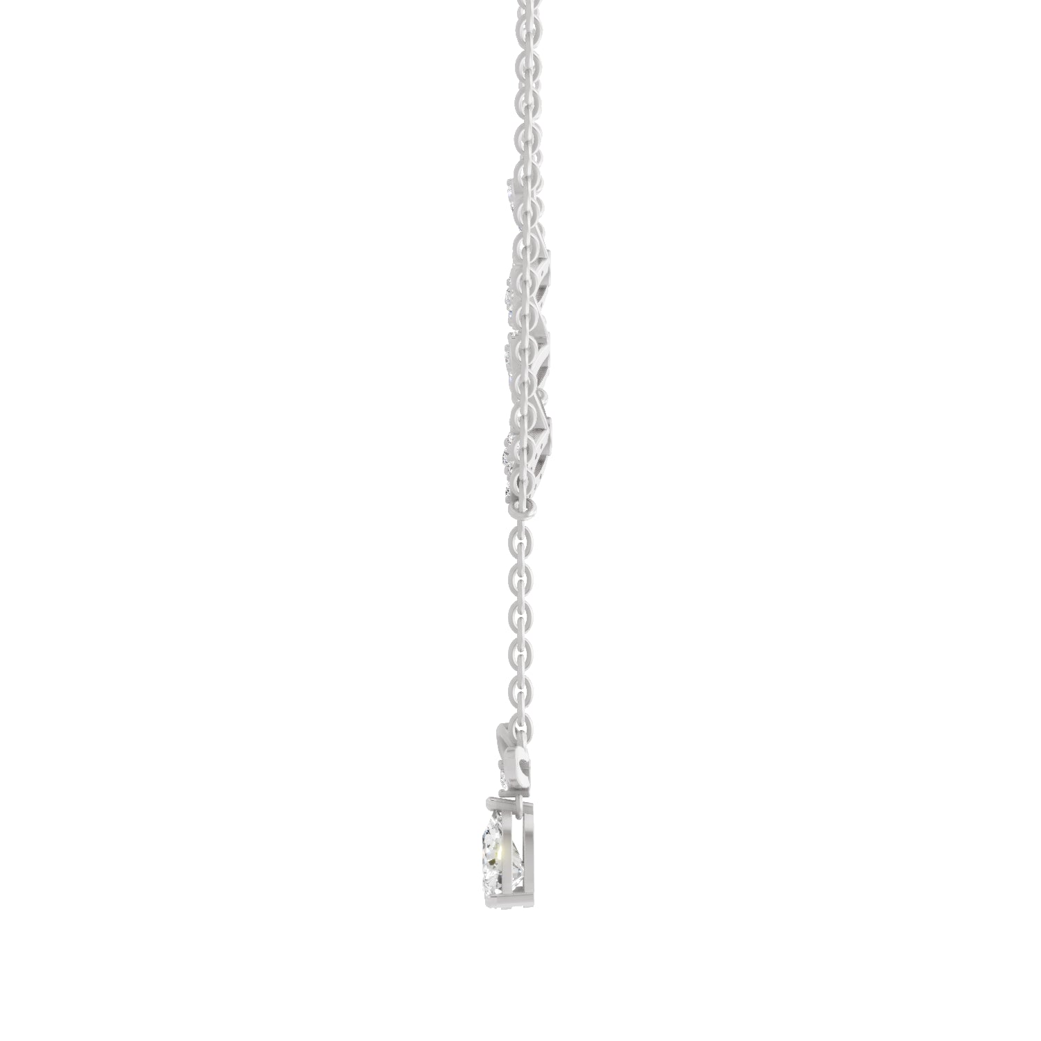 1.22 Carat Pear & Round Shape Diamond Floral Necklace| 14K White Gold