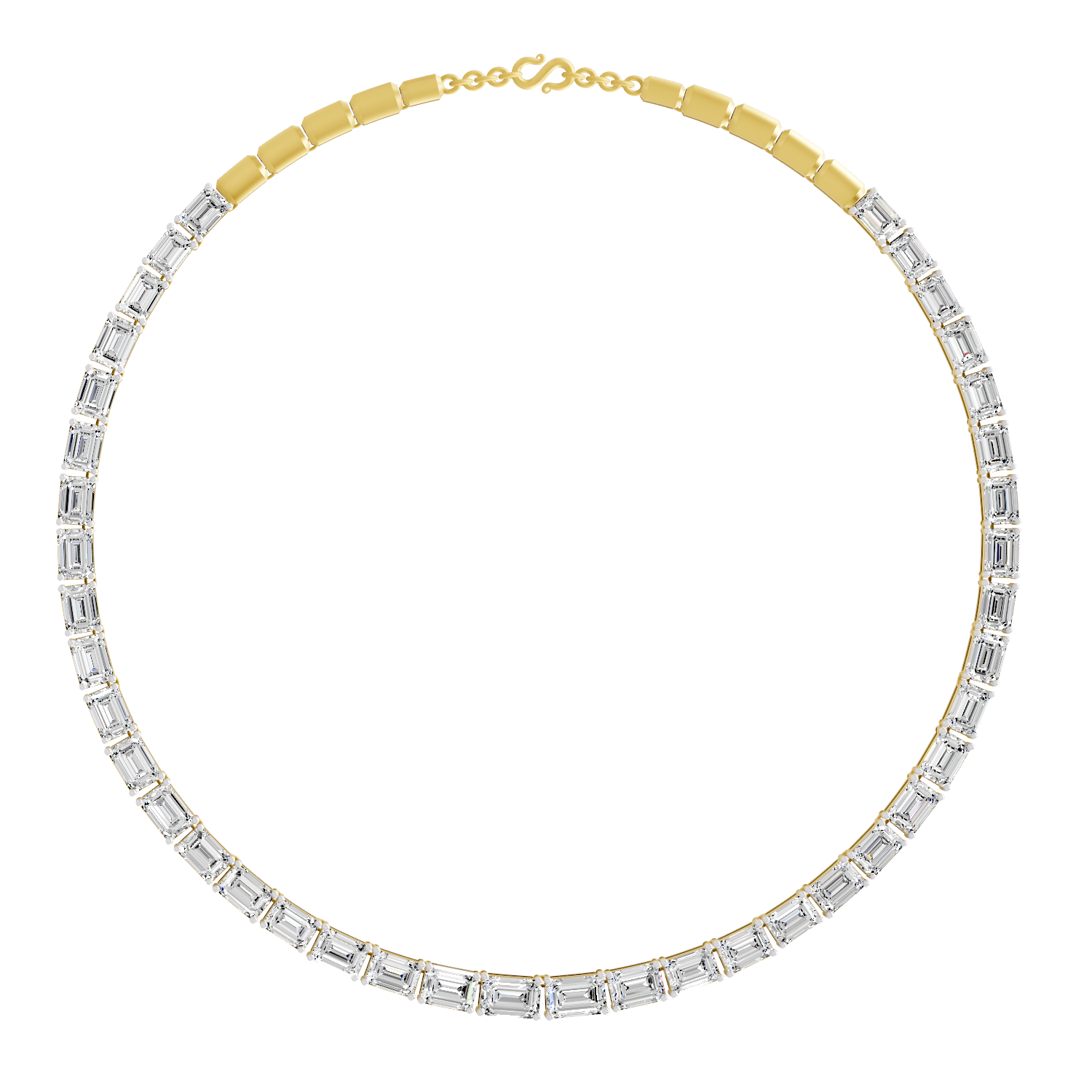 Sparkles Emerald Line With Brillant Y Drop Diamond Necklace