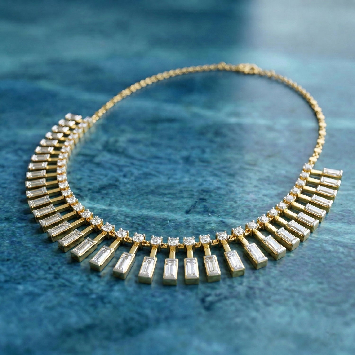 Sparkles Aira Emerald Cascade Diamond Necklace