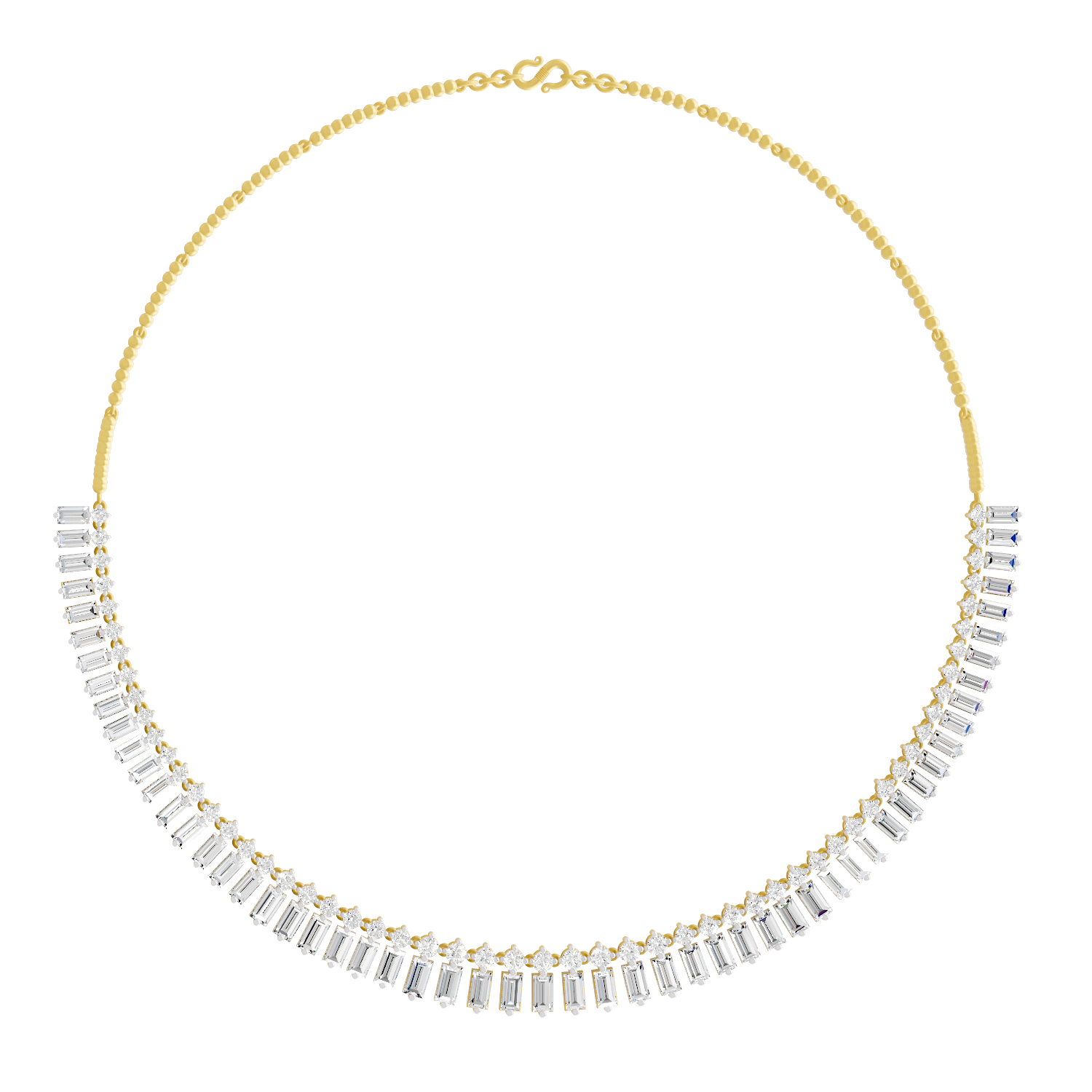 Sparkles Regal Baguette Bloom Diamond Necklace