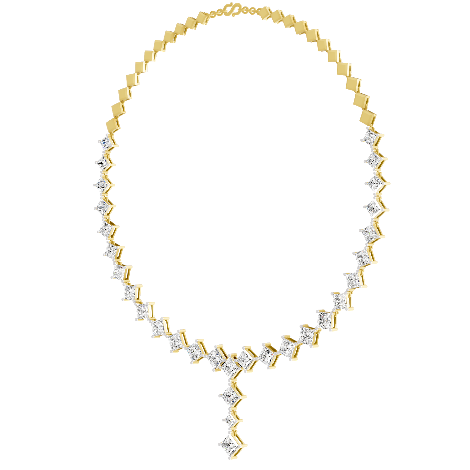 Sparkles Princess-Cut Diamond Linear Necklace