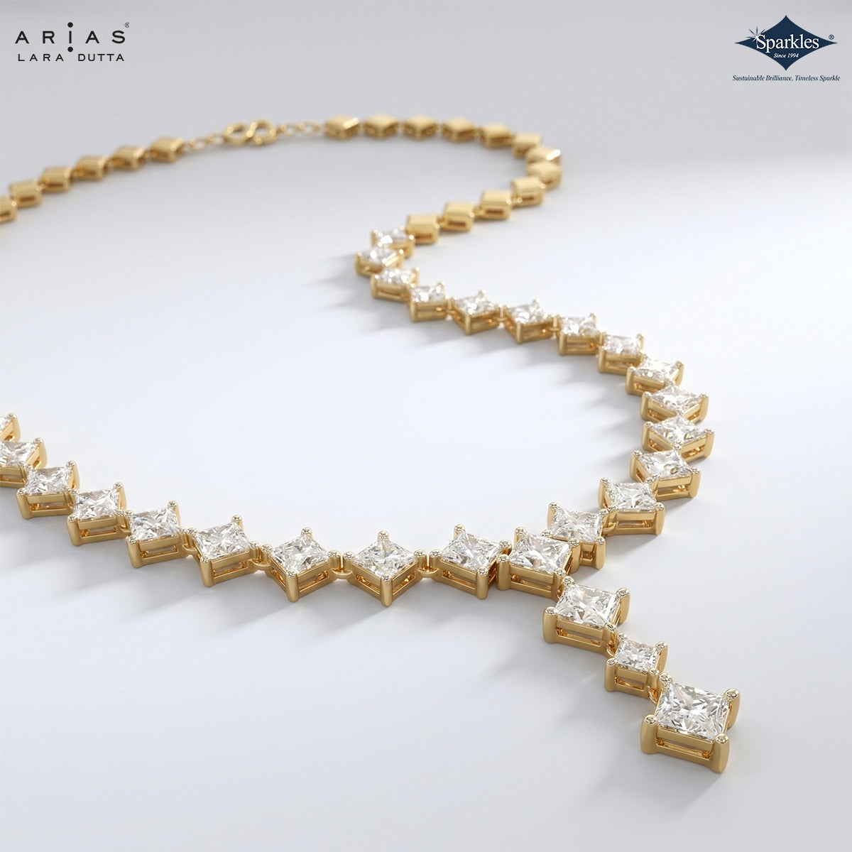 Arias by Lara Dutta Princess-Cut Diamond Linear Necklace