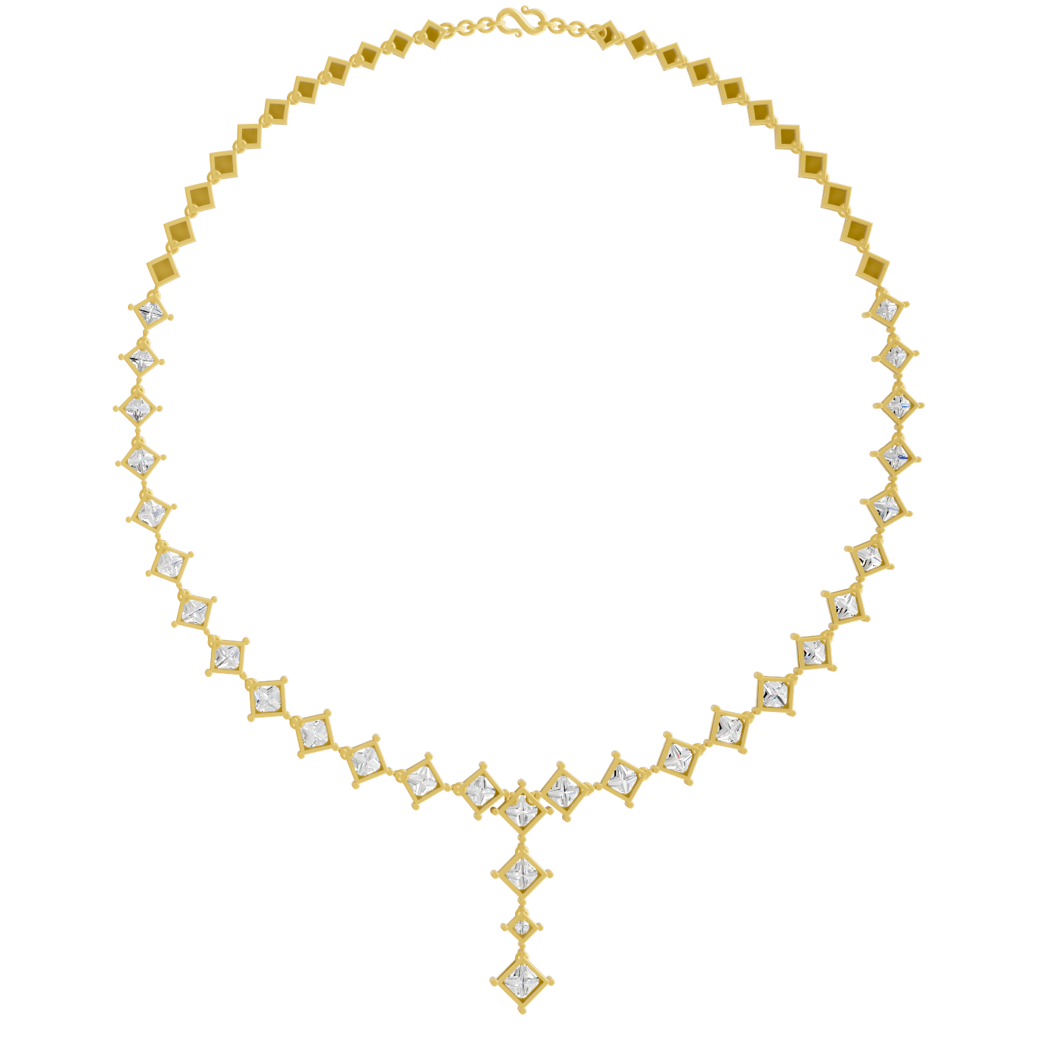 Sparkles Princess-Cut Diamond Linear Necklace