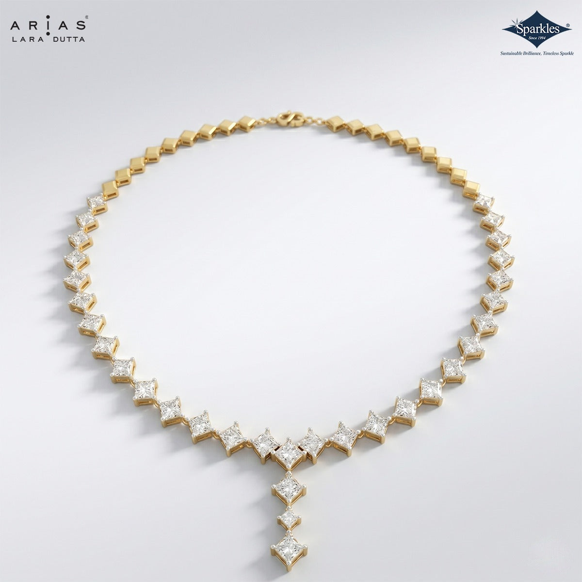 Arias by Lara Dutta Princess-Cut Diamond Linear Necklace