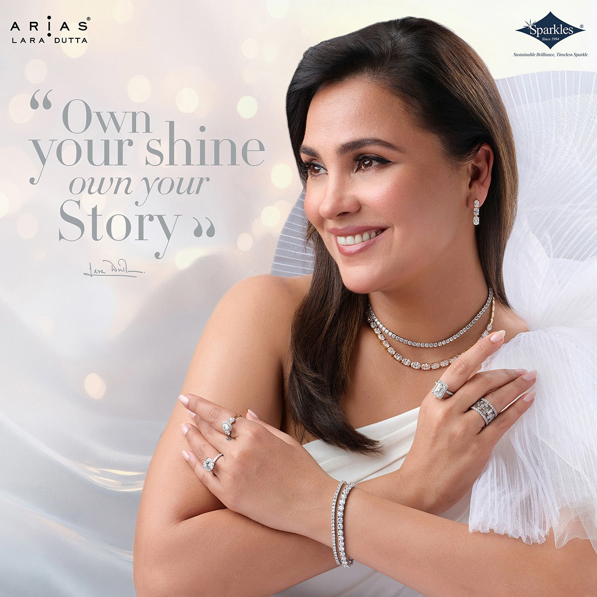Arias by Lara Dutta Princess-Cut Diamond Linear Necklace