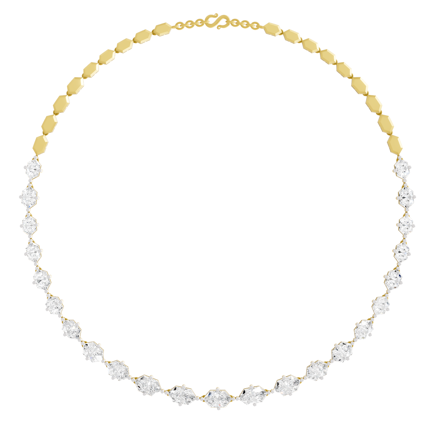 Sparkles Aura Bloom Hexa Diamond Necklace