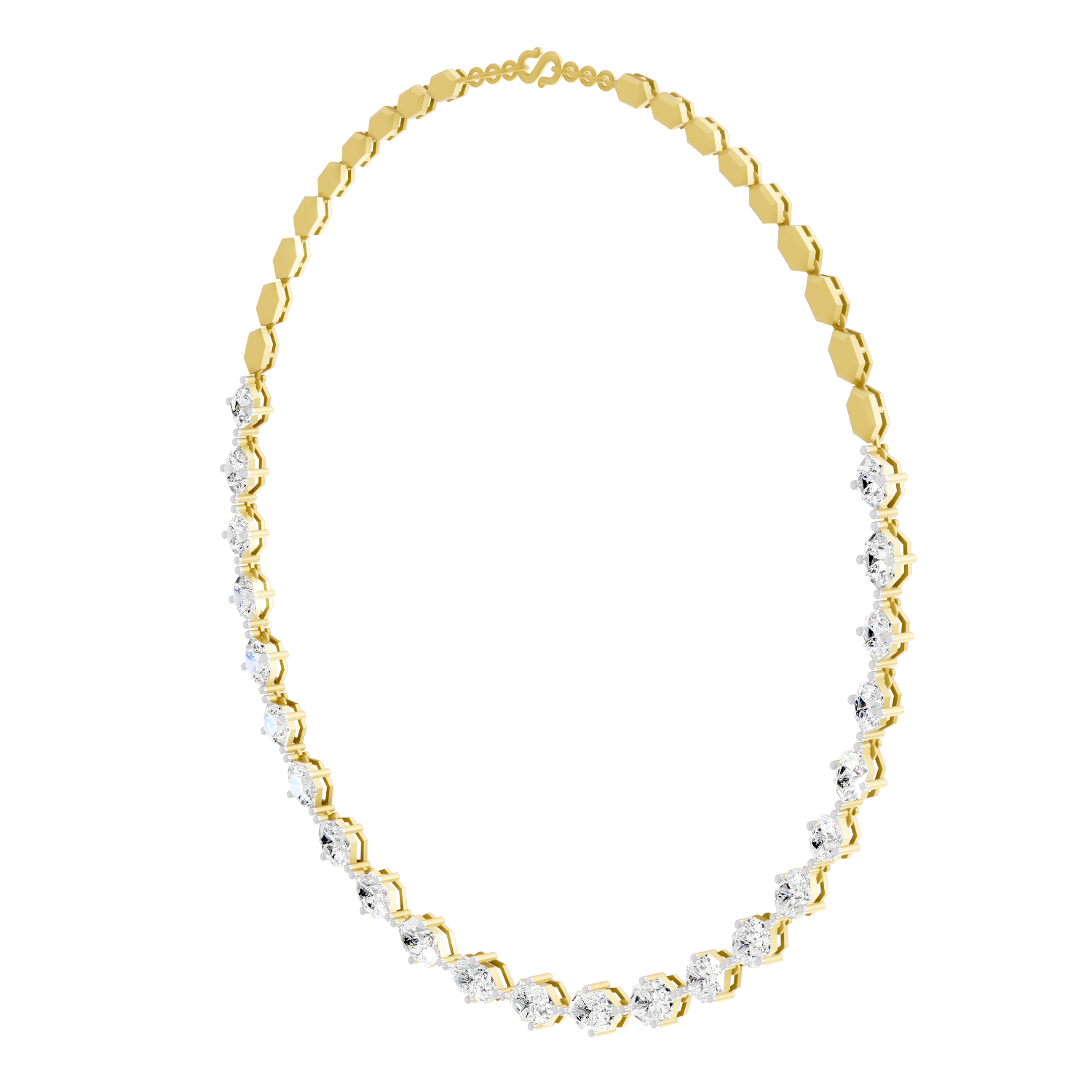 Sparkles Aura Bloom Hexa Diamond Necklace