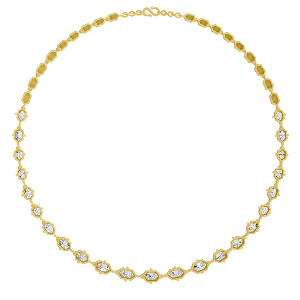 Sparkles Aura Bloom Hexa Diamond Necklace
