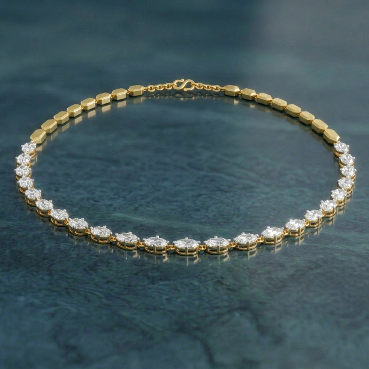Sparkles Aura Bloom Hexa Diamond Necklace