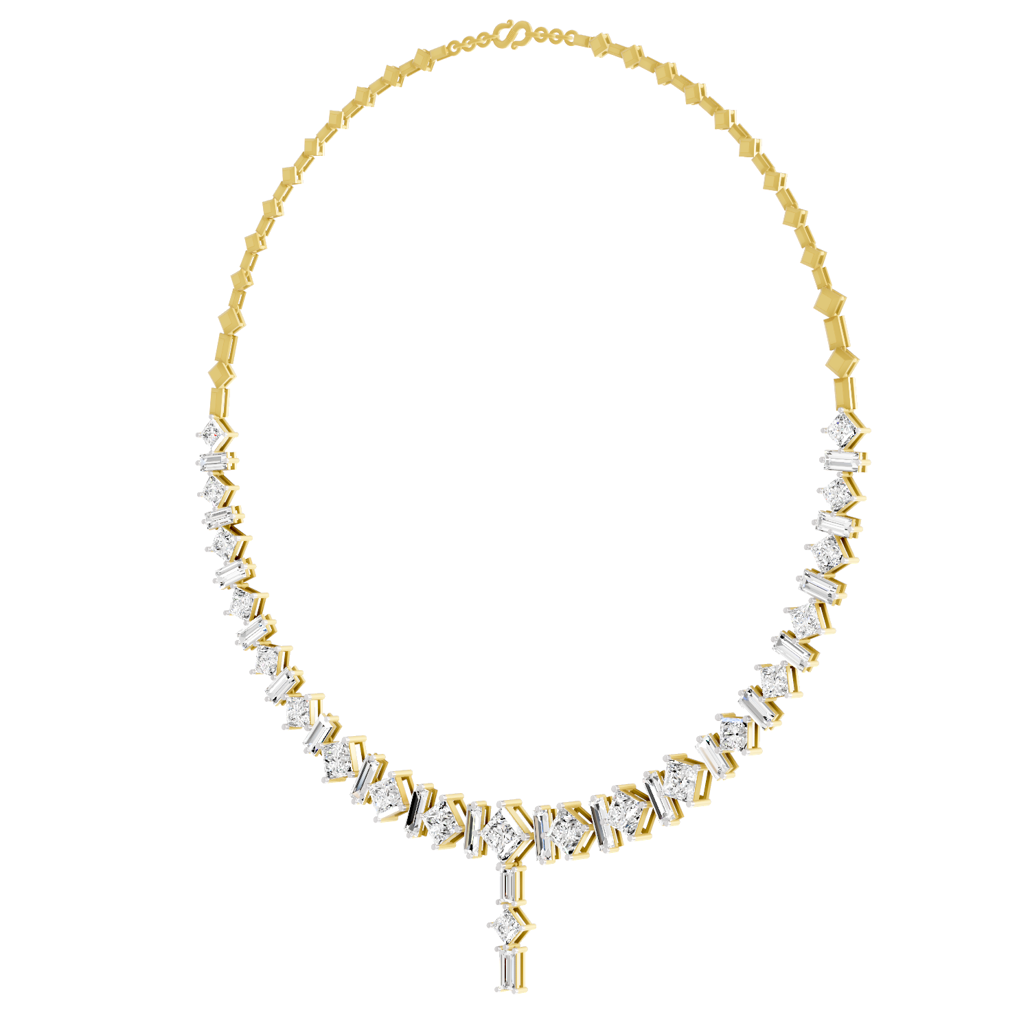Sparkles Princess-Cut Linear Diamond Necklace