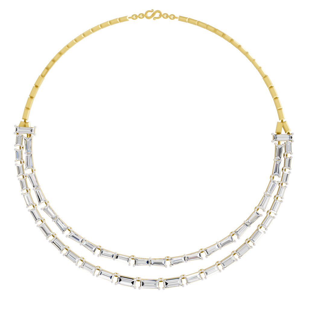 Sparkles Elegant Multi-Row Baguette Diamond Necklace