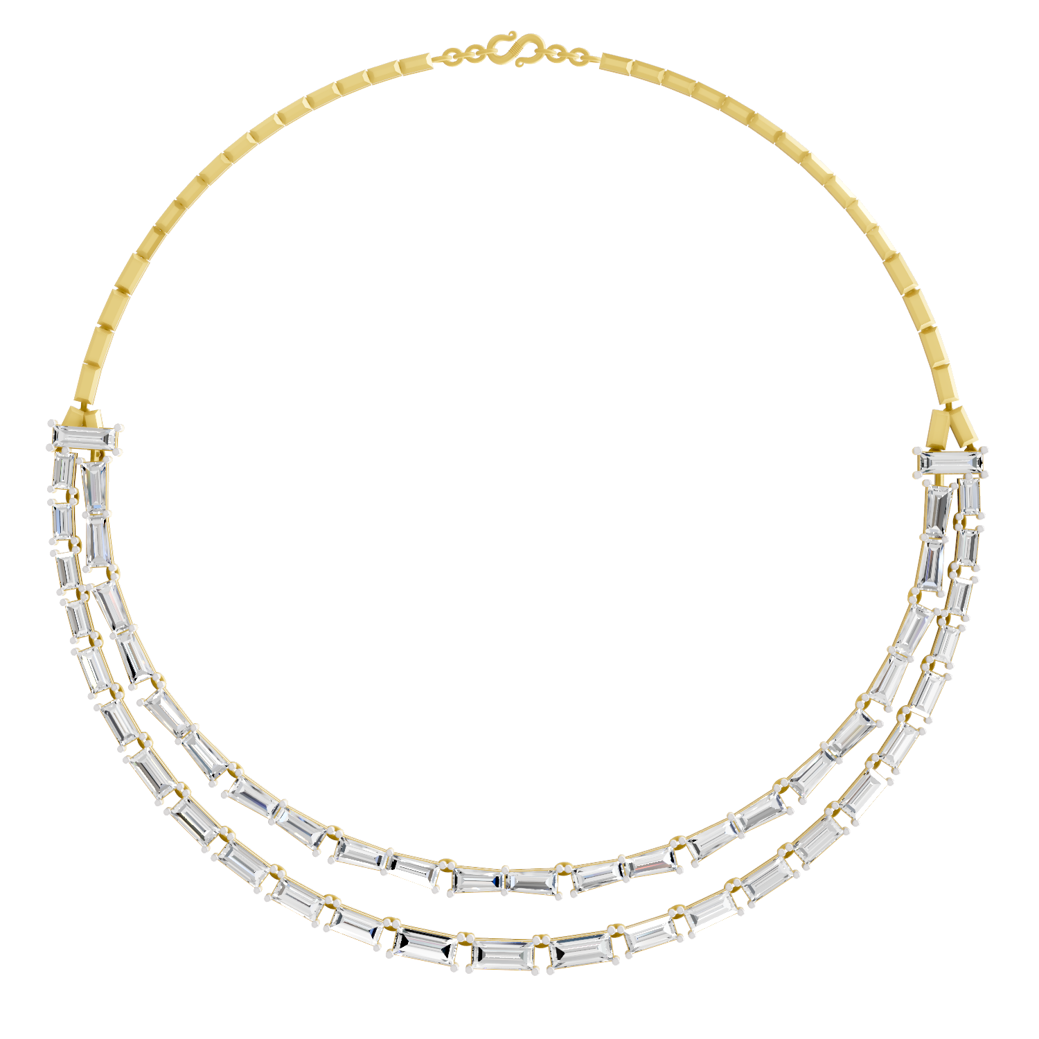 Sparkles Elegant Multi-Row Baguette Diamond Necklace