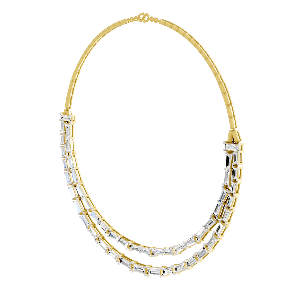 Sparkles Elegant Multi-Row Baguette Diamond Necklace