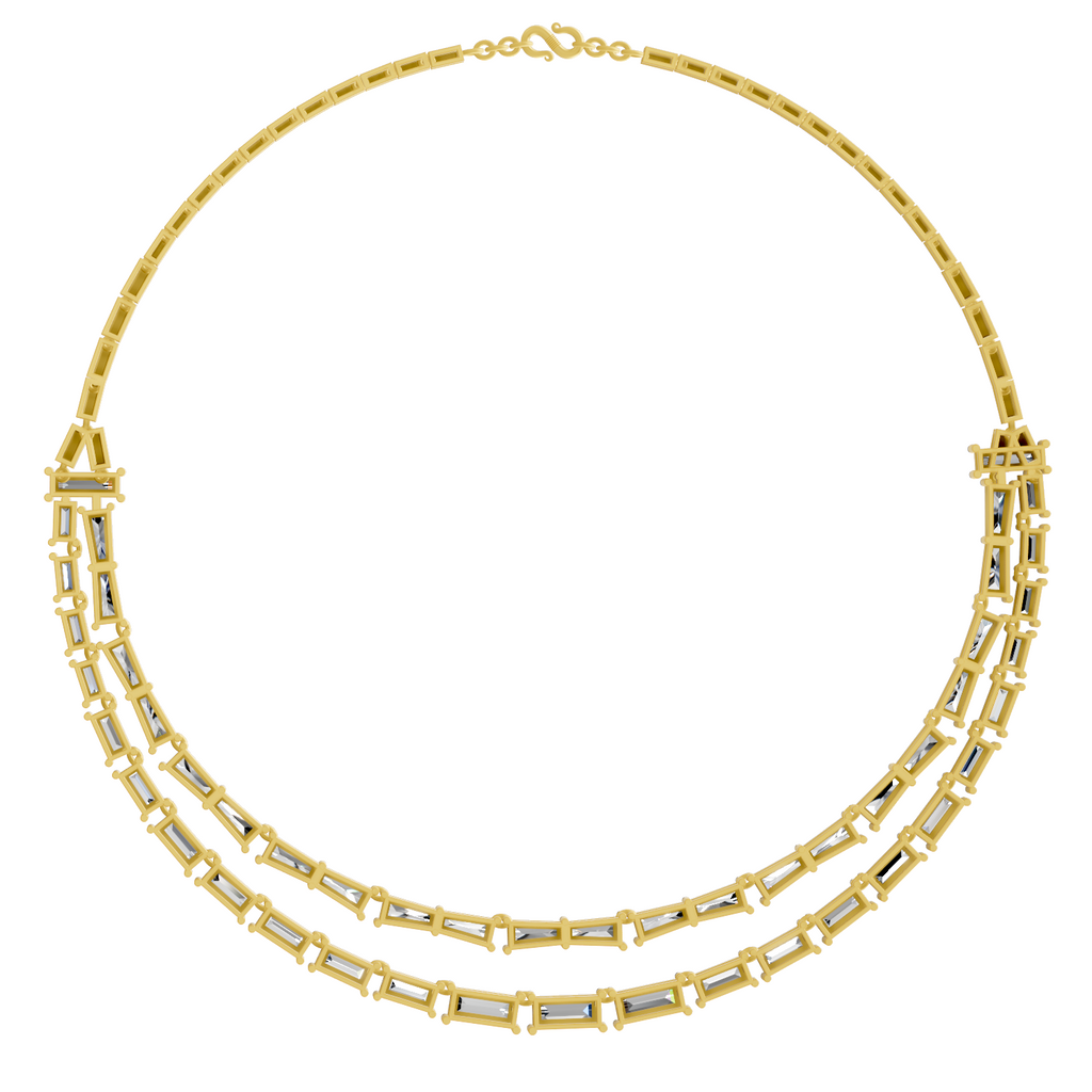 Sparkles Elegant Multi-Row Baguette Diamond Necklace