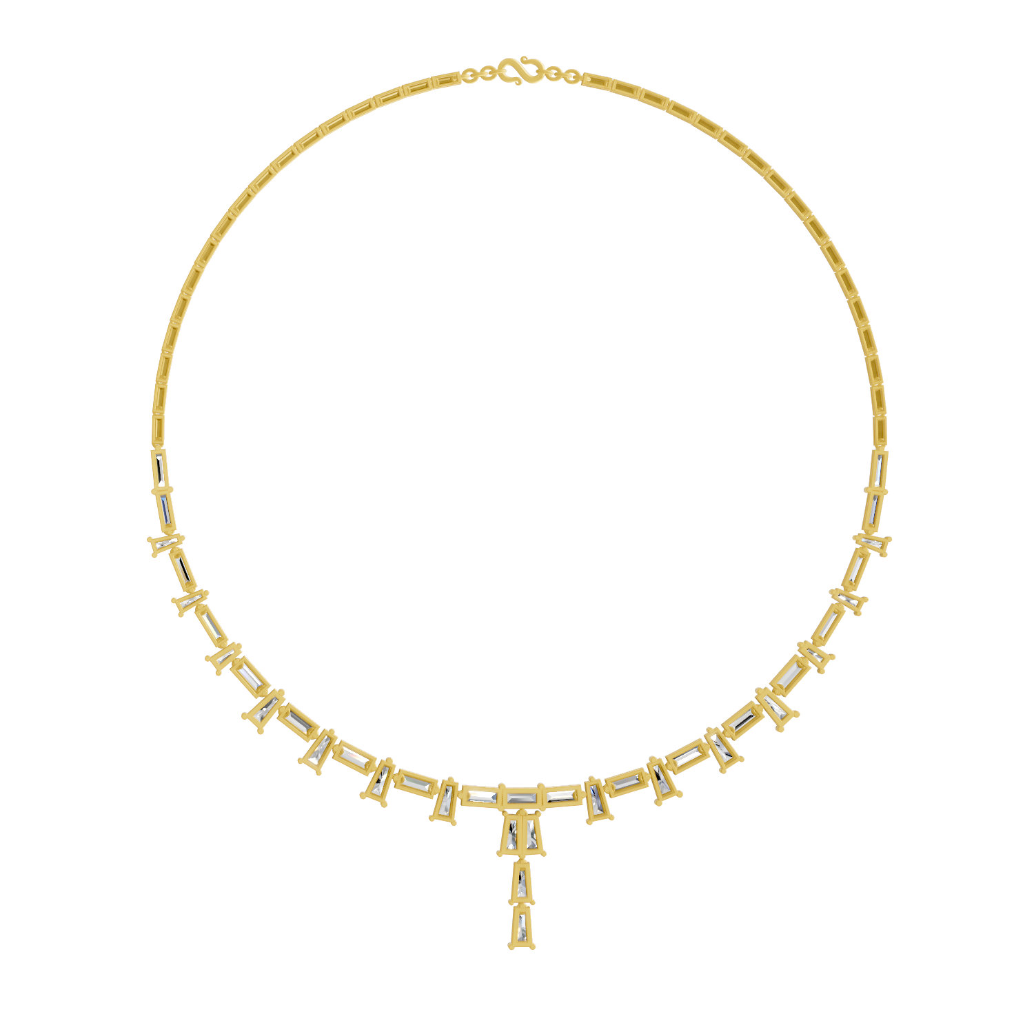Sparkles Emerald Rhythm Line Drop Diamond Necklace