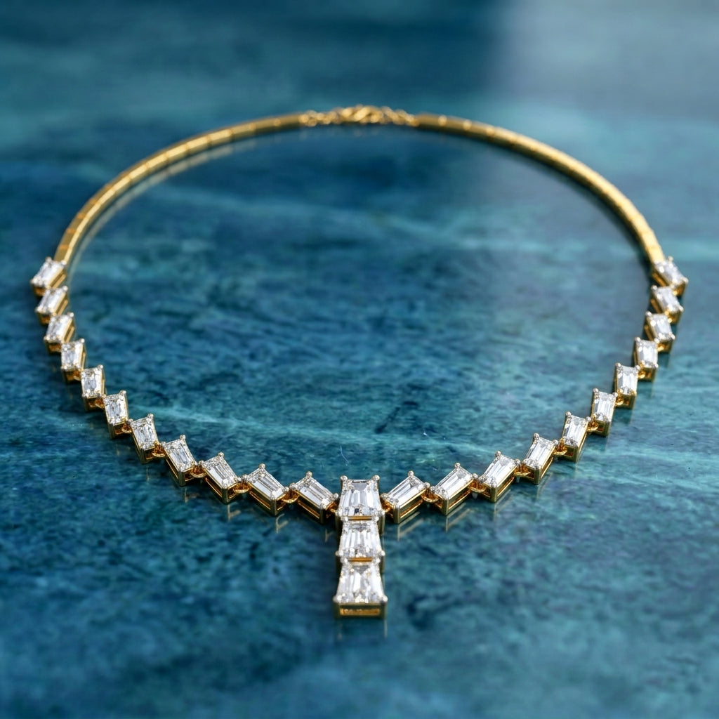 Sparkles Line Drop Diamond Necklace