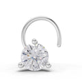 0.25 Ct Round Shape 3 Prong Solitaire Diamond Nose Pin | 14K White Gold