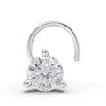 0.08 Ct Round Shape 3 Prong Solitaire Diamond Nose Pin | 14K White Gold