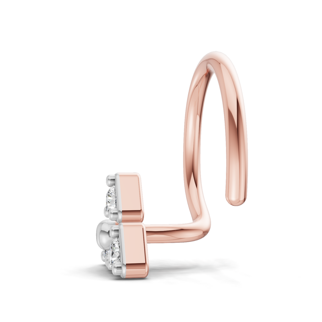 0.08 Carat Lab Grown Diamond The Trinity Stud Nosepin | 14K Rose Gold (Wire)