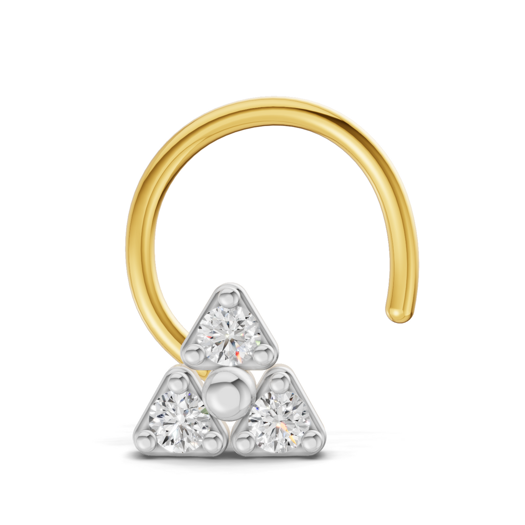0.08 Carat Lab Grown Diamond The Trinity Stud Nosepin | 14K Yellow Gold (Wire)