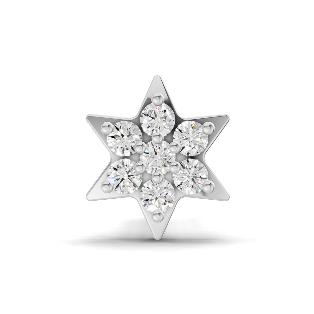 0.11 Carat Lab Grown Diamond StarFlare Nosepin | 14K White Gold (Screw)