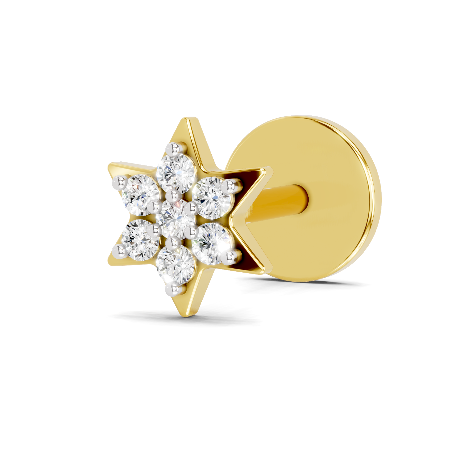 0.11 Carat Lab Grown Diamond StarFlare Nosepin | 14K Yellow Gold (Screw)