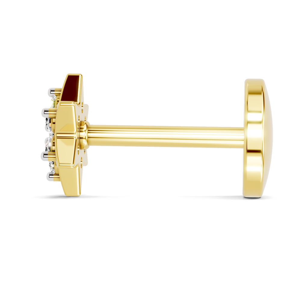 0.11 Carat Lab Grown Diamond StarFlare Nosepin | 14K Yellow Gold (Screw)