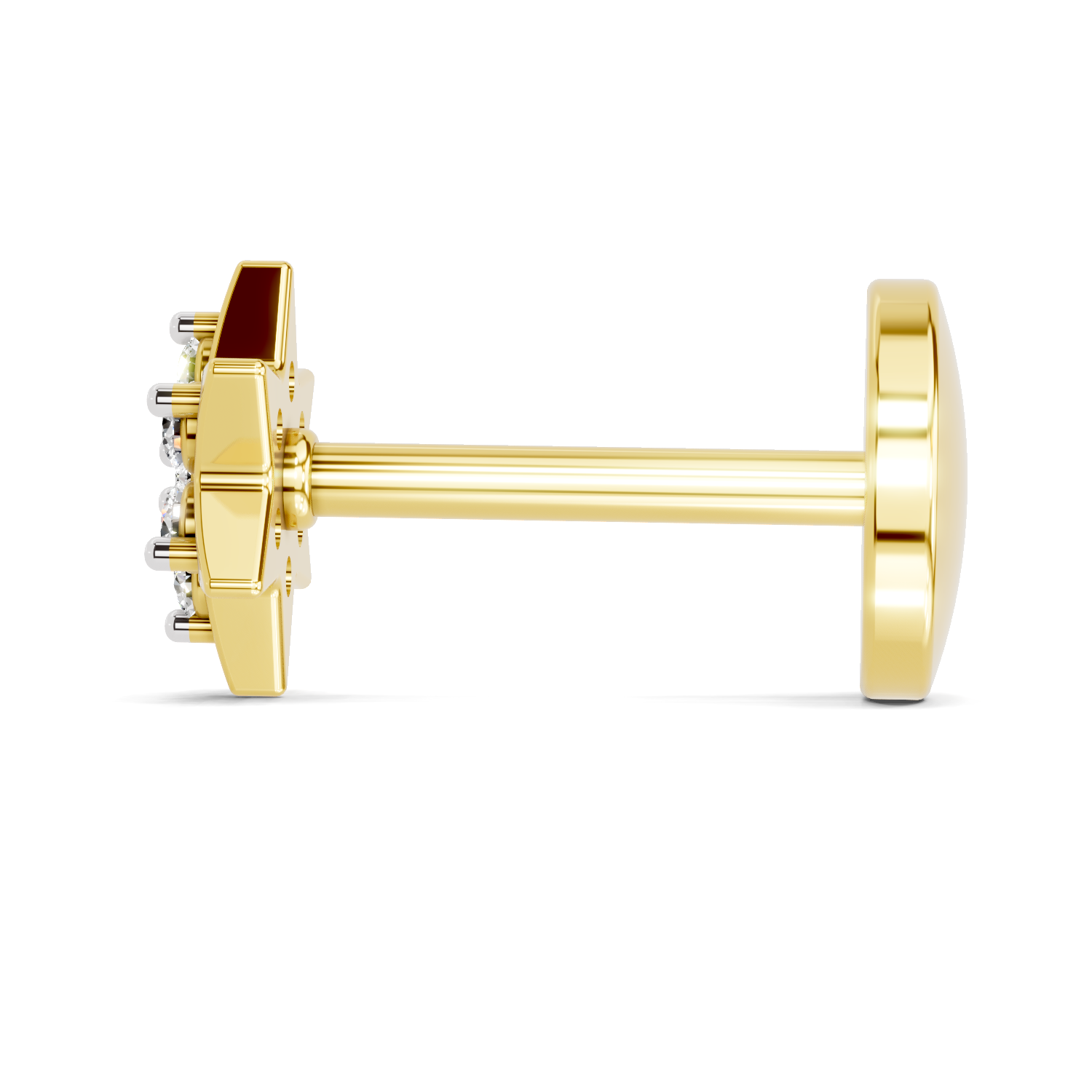 0.11 Carat Lab Grown Diamond StarFlare Nosepin | 14K Yellow Gold (Screw)