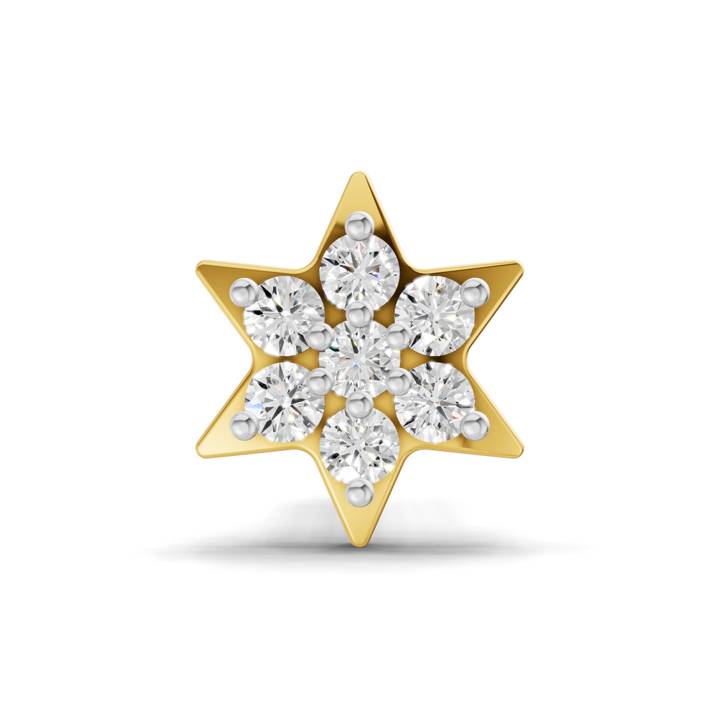 0.11 Carat Lab Grown Diamond StarFlare Nosepin | 14K Yellow Gold (Screw)