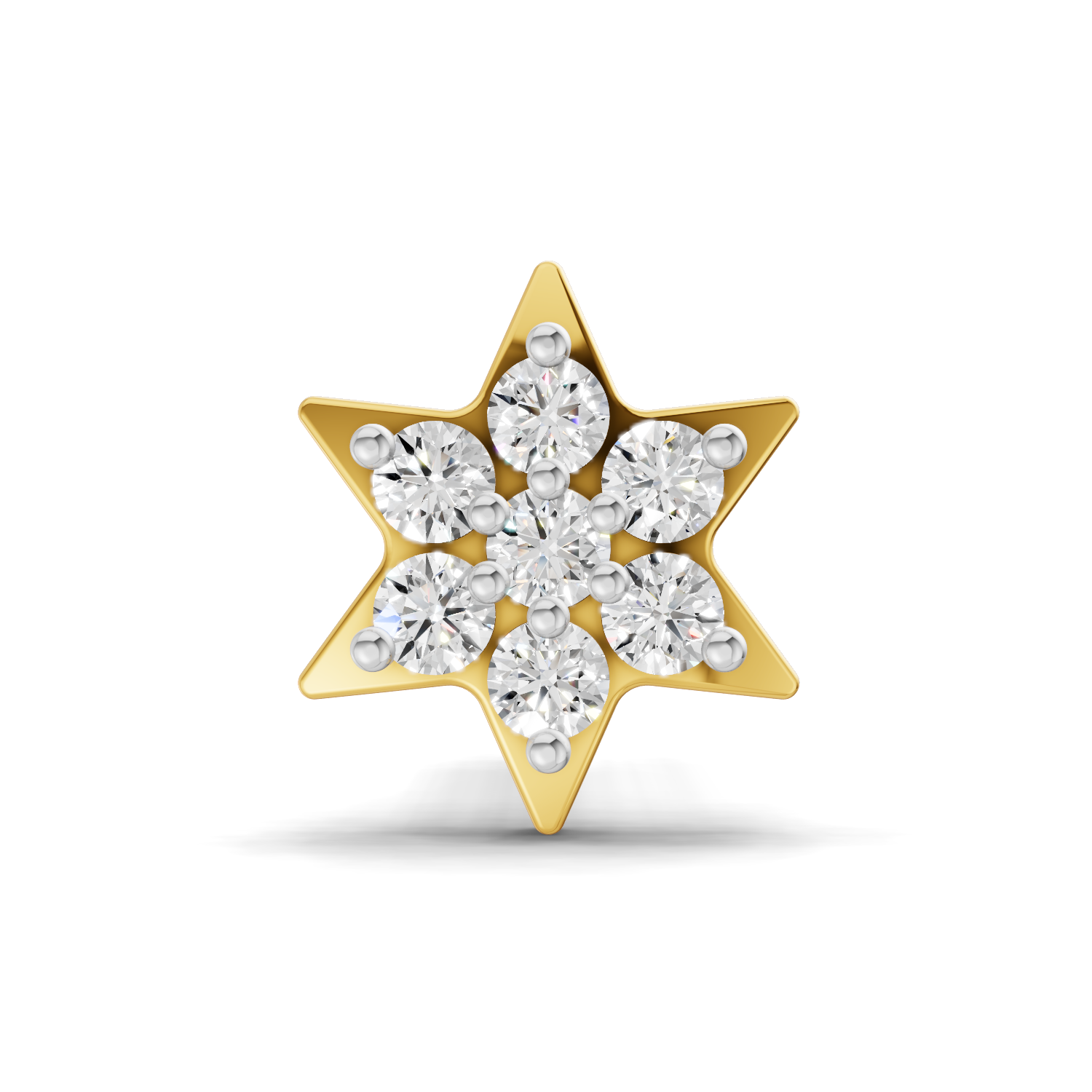 0.11 Carat Lab Grown Diamond StarFlare Nosepin | 14K Yellow Gold (Screw)