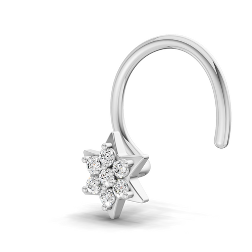 0.11 Carat Lab Grown Diamond StarFlare Nosepin | 14K White Gold (Wire)