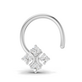 0.04 Carat Round Star Shape Diamond Wire Nose Pin | 14K White Gold