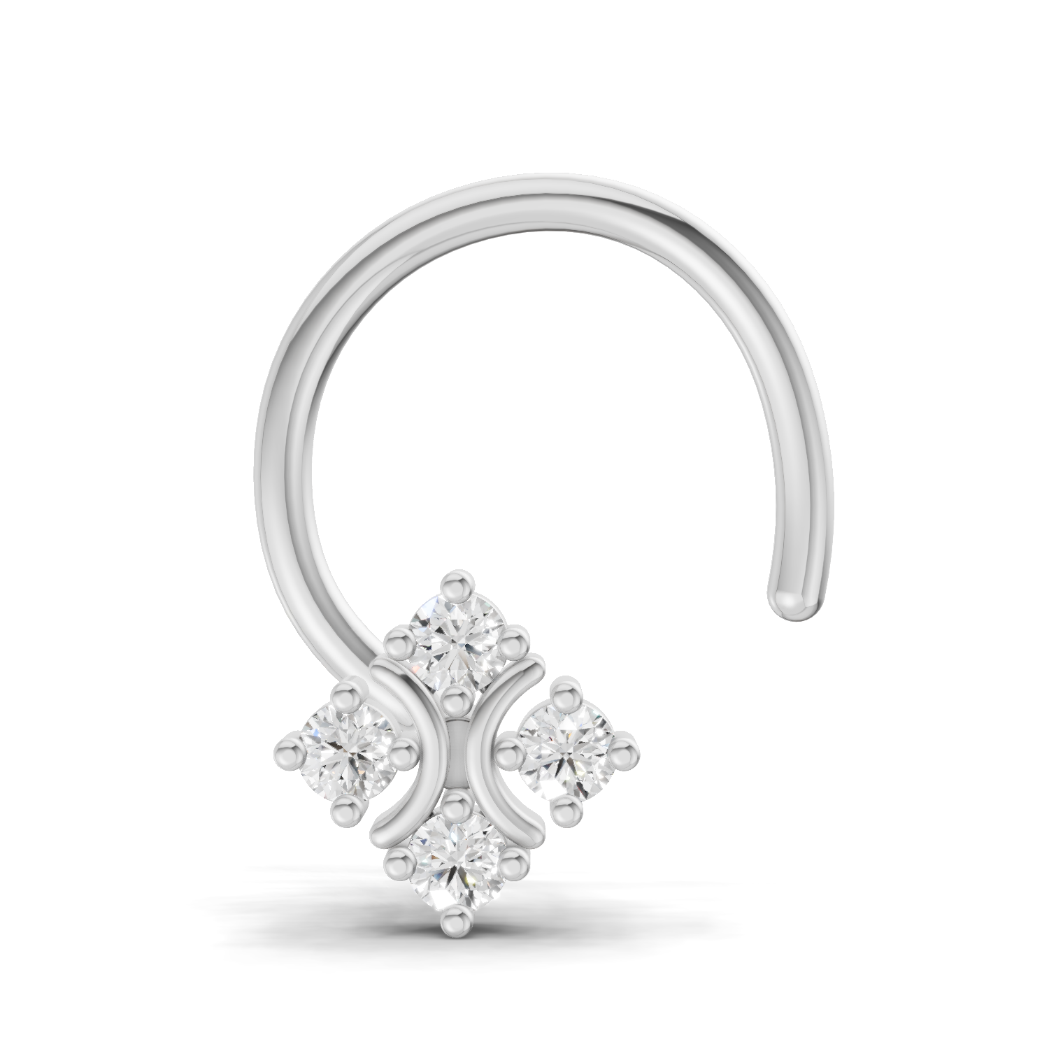 0.04 Carat Round Star Shape Diamond Wire Nose Pin | 14K White Gold