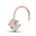 0.09 Carat Lab Grown Diamond Royal Four Nosepin | 14K Rose Gold (Wire)